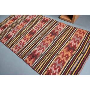 Alfombra turca clásica de área grande tradicional Rojo Negro 4,2x8,2 pies respaldo de látex de lana Patchwork para adolescentes pasillo rectangular 10mm - Product Image 4