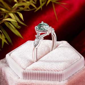 Jeulia 18K Gold Plated Infinity Heart Moss Agate <b>Opening</b> Engagement <b>Ring</b> - Product Image 6