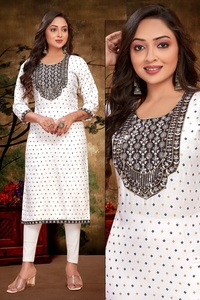 เรยอนผู้หญิงสําเร็จรูป Heavy พร้อมงานปักและลําดับ kurti - Product Image 6