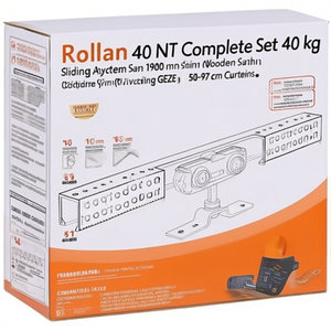 Sistema de Rieles Deslizantes Rollan 40 NT Completo de 40 kg con Riel de Madera de 1900 mm para Montaje en Pared/Techo GEZE para Cortinas de 50-97 cm - Product Image 3