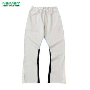 Pantalon de survêtement évasé en coton personnalisé de haute qualité pour hommes ceinture élastique décontracté taille moyenne avec décoration en dentelle - Product Image 2