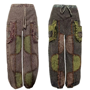 Vente en gros de pantalons Sama Aladdin en coton pour femmes vêtements décontractés de style bohème de yoga coupe ample hiver respirant tissu vintage écologique - Product Image 1