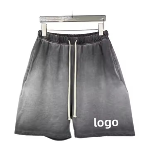 Nouveauté du meilleur fabricant Short délavé à l'acide vintage Logo brodé OEM personnalisé polaire éponge française sueur bord brut solide - Product Image 3