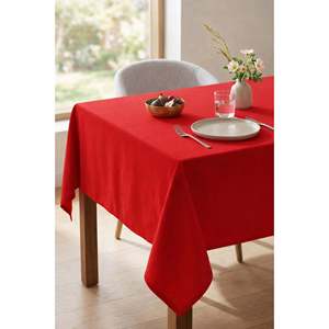 ผ้าปูโต๊ะสีแดงเรียบ 100% ผ้าฝ้าย ขนาด 150*200 ซม. รุ่น Be-28457-Rd - สีแดง - Product Image 1