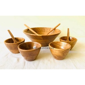 Lot de 5 bol de service en bois de haute qualité et autres articles avec accessoires de couverts au prix le plus bas - Product Image 1