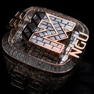 Luxury iced out hip hop vvs moissanite baguette <b>ring</b> 925 sterling silver championship <b>men</b> jewelry - Product Image 2