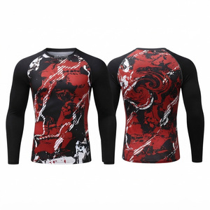 Men <b>Compression</b> Rash Guard Long Sleeve Sports Jersey Printed Fitness Shirt MMA Training Top - Product Image 5