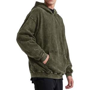 Vente en gros de sweat à capuche surdimensionné lavé et lourd personnalisé coton éponge français pull vintage délavé à l'acide hiver polyester/coton - Product Image 6