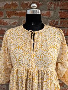 Robe maxi imprimée à la main pour l'été, en coton floral, faite à la main, durable pour l'automne - Product Image 3