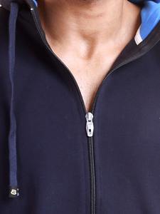 Sudadera con Capucha de Forro Polar Azul Marino Premium Básica, Sudadera Informal de Invierno con Diseño Sólido y Cremallera para Hombre, Antiarrugas - Product Image 3