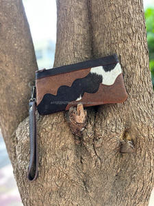 Nuevo pelo hecho a mano Real en ocultar estampado en relieve piel cuero muñequera embrague Venta caliente mujeres diseñadas bolsas con cremallera pintadas a mano - Product Image 2