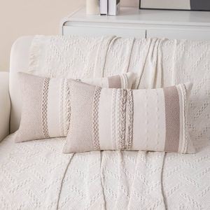 Hermosa funda de almohada de algodón bordada, funda de cojín de diseño para decoración del hogar, indio decorativo con pompón redondo de 16x16 pulgadas - Product Image 4