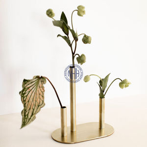 Vase en métal brillant à 3 tiges, fournisseur de gros d'exportation de faveur d'accent de table de mariage élégant - Product Image 4