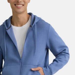 Vêtements Vêtements personnalisés avec cordon de serrage fermeture à col hommes sweat à capuche zippé en coton hommes sweat à capuche zippé - Product Image 5
