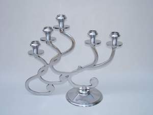 Portavelas de Menorah trenzado elegante niquelado de aluminio Estilo nórdico elegante increíble portavelas Jewesh de lujo Multi llama - Product Image 2