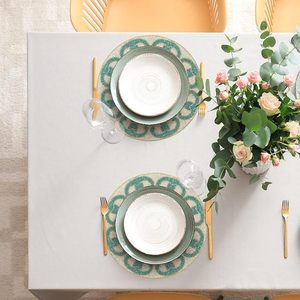 Handcrafted American Style Round <b>Beaded</b> <b>Placemats</b>/pads for Dining Table Wedding Christmas & Family Gatherings Made of Glass - Product Image 2