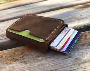 Portefeuille unisexe fin en cuir véritable avec fermeture ouverte, doublure en lin de grande longueur - Design minimaliste pour hommes et femmes - Product Image 1