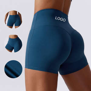 Shorts de sport pour femmes en gros, taille basse, élastique, trois points, sans couture, respirant, séchage rapide, spandex/nylon, uni - Product Image 3