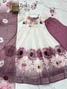 Robes de soirée et de mariage traditionnelles pour femmes, en soie organza brodée, séchage rapide, toutes saisons, style pakistanais et indien Salwar - Product Image 5