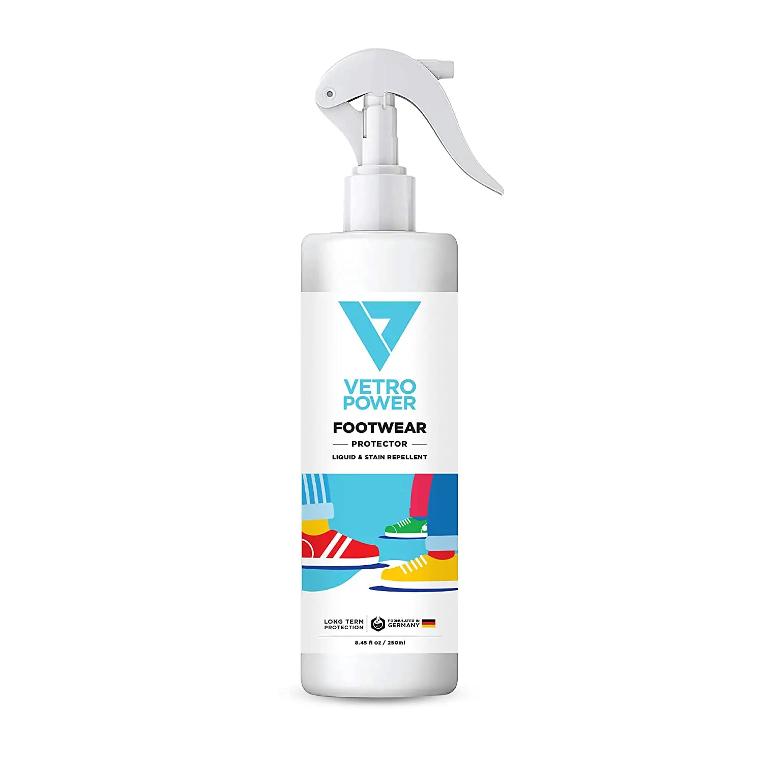 Vetro Power Footwear Protector Spray Invisible Water and Stain Repellent Protects Suede, Nubuck, Leather,, Fabric Shoes (250ml)