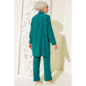 Ensemble 2 pièces en lin à poche unique émeraude - Product Image 3