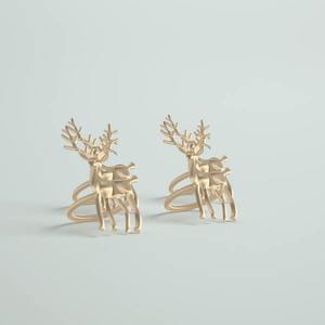 Anneau de serviette en forme de renne finition or décoratif, adapté aux événements de Noël et à la mise en scène de table saisonnière, vente en gros en provenance d'Inde - Product Image 4