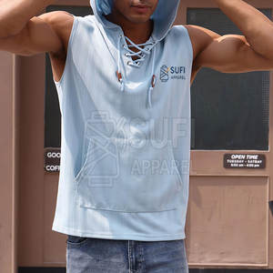 New Arrival Premium Quality <b>Men</b> <b>Sleeveless</b> <b>Hoodie</b> Solid Pattern Autumn Casual Wear Breathable for Adult - Product Image 2