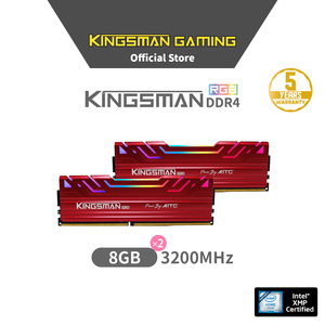 Kingsman 8GBx2 DDR4สีแดง RGB 3200MHz ชุดคู่ PC4 25600 RAM รับประกัน5ปีสำหรับเดสก์ท็อป - Product Image 6