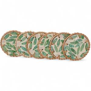 Posavasos Artesanal de Estilo Bohemio con Borde de Ratán, Hecho en Vietnam, para Uso Diario, Decoración Natural de Mesa - Product Image 1