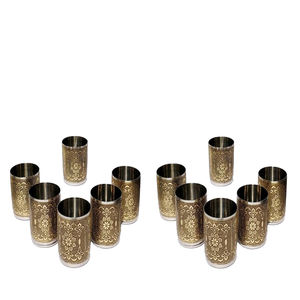 Shiny Polished Stainless Steel Metal Drink Ware New Fancy Design <b>Glass</b> Ideal for Water Juice and Decorative Use - Product Image 2