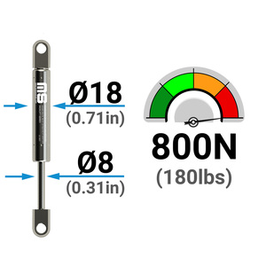 โช้คอัพแก๊ส 316L SS 429 มม. 16.89 นิ้ว 50-750 นิวตัน ผลิตในตุรกี มาตรฐาน CE ISO9001 สำหรับประตูรถบ้าน เบาะเรือ ที่เก็บของ และตู้คีออสก์ - Product Image 3