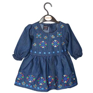 Robe en jean brodée pour filles - Bleu foncé - Product Image 1