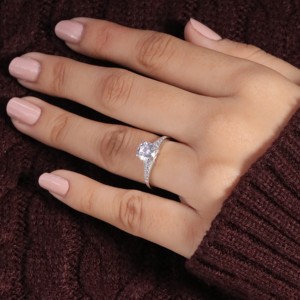 Anillo de Compromiso Vintage con Circonita, Detalles Delicados de Milgrain, Plata de Ley con Certificado IGI, un Anillo de Propuesta Único - Product Image 3