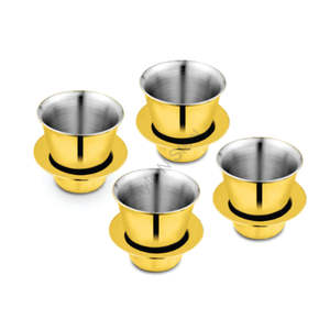 ชุดแก้วกาแฟสแตนเลสติดผนังสองชั้น4ชิ้นพร้อมที่จับสีทองดีไซน์คลาสสิกแก้วชาผนังสองชั้นพร้อมด้ามจับฮัน - Product Image 2