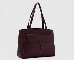 Sac fourre-tout vintage en cuir bordeaux pour femme, grand sac à bandoulière pour le travail, sacoche pour ordinateur portable, sac à main professionnel avec fermeture éclair, deux compartiments - Product Image 5