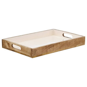 Bandeja Rectangular de Madera de Mango Natural de Alta Calidad con Asas Recortadas, Bandeja Decorativa para Mesa para Uso en el Hogar y Hoteles - Product Image 1
