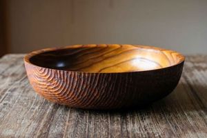 TIEMPO PERFECTO ARTESANÍA VERSÁTIL Tazón de masa de madera Hecho a mano para frutas o ensaladas Vintage Casa de campo rústica de alta calidad - Product Image 6