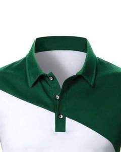 Camiseta Polo Personalizada para Hombre, Bloques de Color Verde, Blanco y Negro, Manga Corta, Corte Moderno, Algodón Piqué, Informal, para Golf y Deportes - Product Image 4
