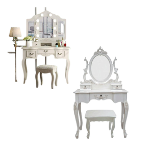 Vanidades de maquillaje de diseño europeo de alta calidad con espejo y taburete Color blanco para muebles de dormitorio hechos en Indonesia - Product Image 3