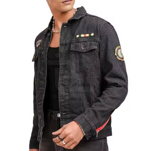 Chaqueta vaquera de retazos ligera para hombre, chaqueta vaquera cómoda de retazos para hombre, chaqueta vaquera de retazos fácil de usar para hombre - Product Image 1