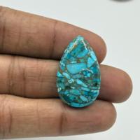Pierre précieuse naturelle turquoise bleue de haute qualité 24,85 carats, forme poire lisse 30x20x5mm, taille personnalisée, pour bijoux DIY