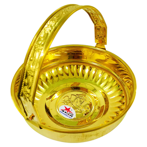 ชามเสิร์ฟตกแต่งพร้อมตะกร้าตกแต่งทองเหลืองโบราณลายนูนลายดอกไม้คุณภาพสูงสําหรับเสิร์ฟในงานปาร์ตี้ - Product Image 3