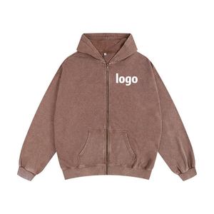 Haute qualité Polyester coton 330 Gsm poids lourd pull hommes surdimensionné impression broderie sweats à capuche hommes blanc pull à capuche - Product Image 4