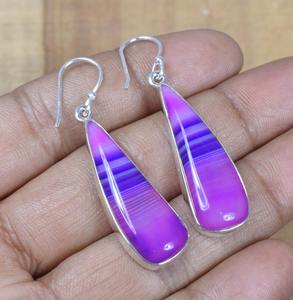 Botswana Agate Gemstone Boucles D'oreilles Femmes Bijoux De Mode 925 Solide Boucles D'oreilles En Argent Sterling Femmes Filles Dangle Boucles D'oreilles En Argent - Product Image 5