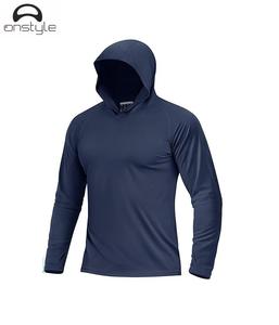 Sudadera con capucha de pesca de manga larga personalizada para hombre, 220 gramos, patrón sólido, tejido de poliéster, protección solar para exteriores, camisa en blanco - Product Image 3