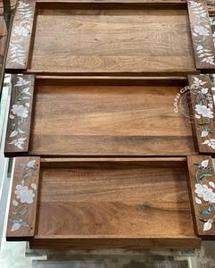 Bandeja de servicio con incrustaciones de madreperla Bandeja de incrustaciones de madera Bandeja de madreperla hecha a mano - Product Image 5