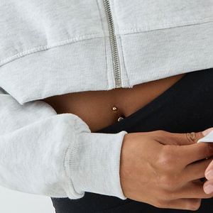 <b>Zip</b> Up Closure Design Women Bulk Supply <b>Cropped</b> <b>Hoodie</b> Design Solid Color <b>Hoodie</b> With Breathable & Comfortable Hood For Comfort - Product Image 3