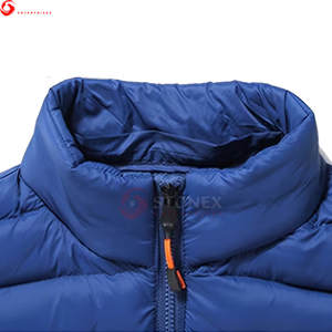 เสื้อกั๊กขนปลาปักเป้ากันน้ำสำหรับผู้ชายเสื้อ100% ผ้าโพลีเอสเตอร์มีฮู้ดสีน้ำเงินแวววาวออกแบบโลโก้ได้ตามต้องการแบบเต็มรูปแบบ - Product Image 5