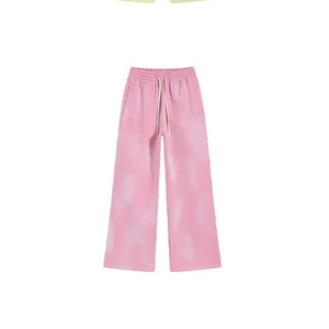 Pantalones Deportivos de Algodón 100% Ligeros, Estilo Urbano, Lavado Ácido, Desteñidos al Sol, con Logotipo de Pedrería, en Oferta - Product Image 3