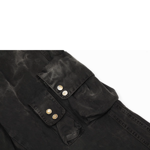 Pantalon Cargo en Denim Délavé à Poches Multiples pour Homme Style Utilitaire avec Bouton Décoration Respirant Taille Moyenne pour Toutes les Saisons - Product Image 5